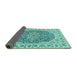 Sideview of Medallion Turquoise Traditional Rug, tr4793turq