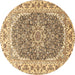 Round Medallion Brown Traditional Rug, tr4793brn