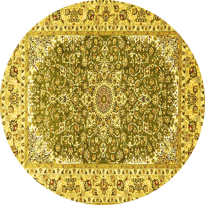 Round Medallion Yellow Traditional Rug, tr4793yw