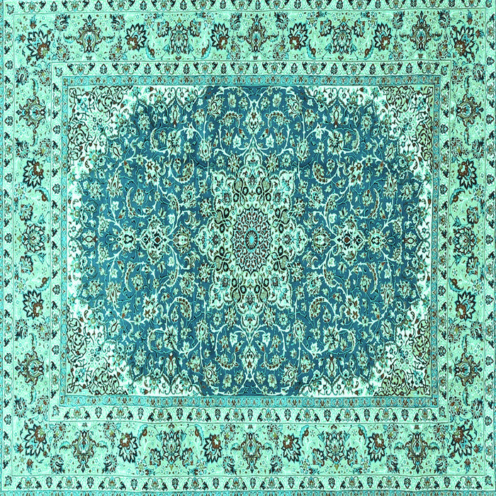 Square Medallion Turquoise Traditional Rug, tr4793turq