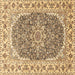 Square Machine Washable Medallion Brown Traditional Rug, wshtr4793brn