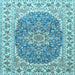 Square Medallion Light Blue Traditional Rug, tr4793lblu