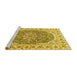 Sideview of Machine Washable Medallion Yellow Traditional Rug, wshtr4793yw