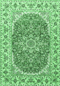 Medallion Emerald Green Traditional Rug, tr4793emgrn