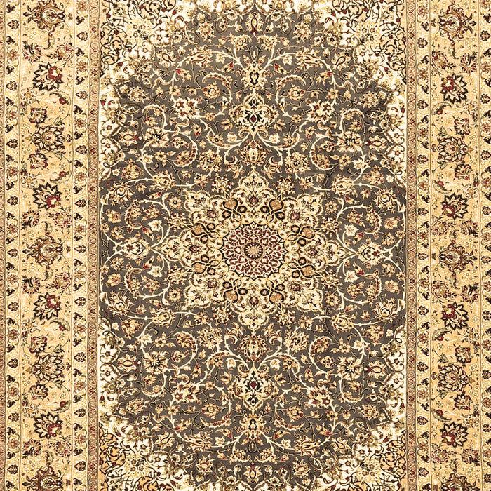 Machine Washable Medallion Brown Traditional Rug, wshtr4793brn