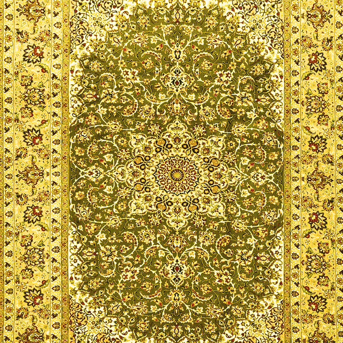Machine Washable Medallion Yellow Traditional Rug, wshtr4793yw