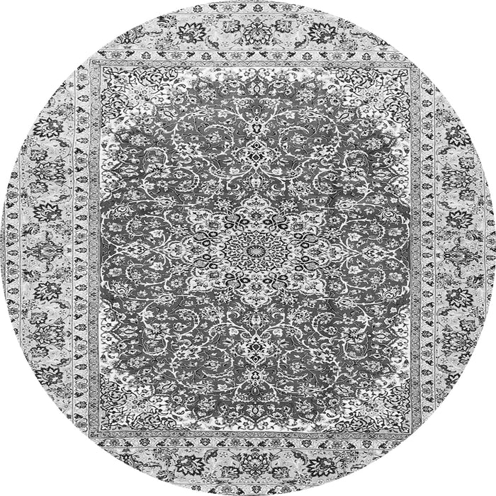 Machine Washable Medallion Gray Traditional Rug, wshtr4793gry