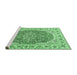 Sideview of Machine Washable Medallion Emerald Green Traditional Area Rugs, wshtr4793emgrn