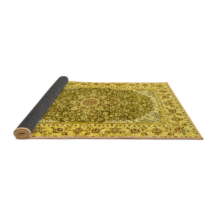 Sideview of Medallion Yellow Traditional Rug, tr4793yw