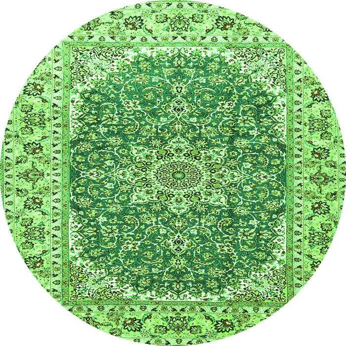 Machine Washable Medallion Green Traditional Area Rugs, wshtr4793grn