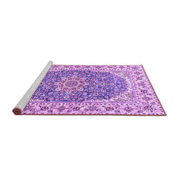 Sideview of Machine Washable Medallion Purple Traditional Area Rugs, wshtr4793pur