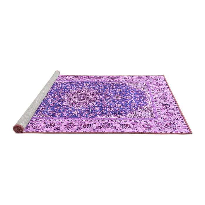 Sideview of Machine Washable Medallion Purple Traditional Area Rugs, wshtr4793pur