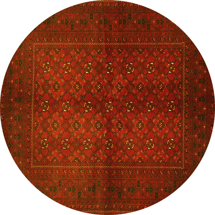 Round Machine Washable Persian Yellow Traditional Rug, wshtr4794yw
