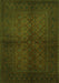 Serging Thickness of Machine Washable Persian Green Traditional Area Rugs, wshtr4794grn