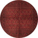 Round Machine Washable Persian Brown Traditional Rug, wshtr4794brn