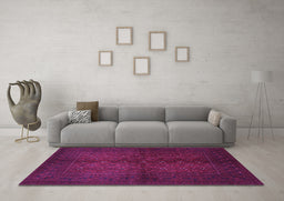 Machine Washable Persian Purple Traditional Area Rugs in a Living Room, wshtr4794pur