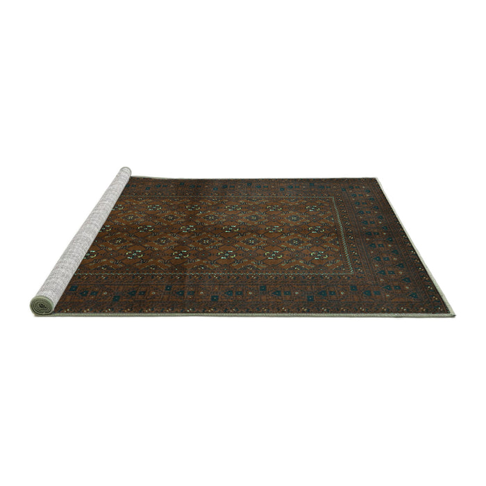 Sideview of Machine Washable Persian Turquoise Traditional Area Rugs, wshtr4794turq