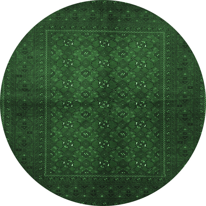 Round Persian Emerald Green Traditional Rug, tr4794emgrn