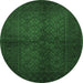 Round Persian Emerald Green Traditional Rug, tr4794emgrn
