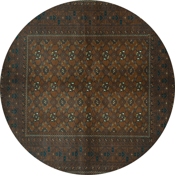 Round Persian Turquoise Traditional Rug, tr4794turq