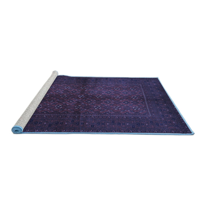 Sideview of Machine Washable Persian Blue Traditional Rug, wshtr4794blu
