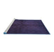 Sideview of Machine Washable Persian Blue Traditional Rug, wshtr4794blu