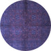 Round Persian Blue Traditional Rug, tr4795blu