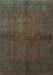 Machine Washable Persian Turquoise Traditional Area Rugs, wshtr4795turq