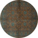 Round Persian Turquoise Traditional Rug, tr4795turq