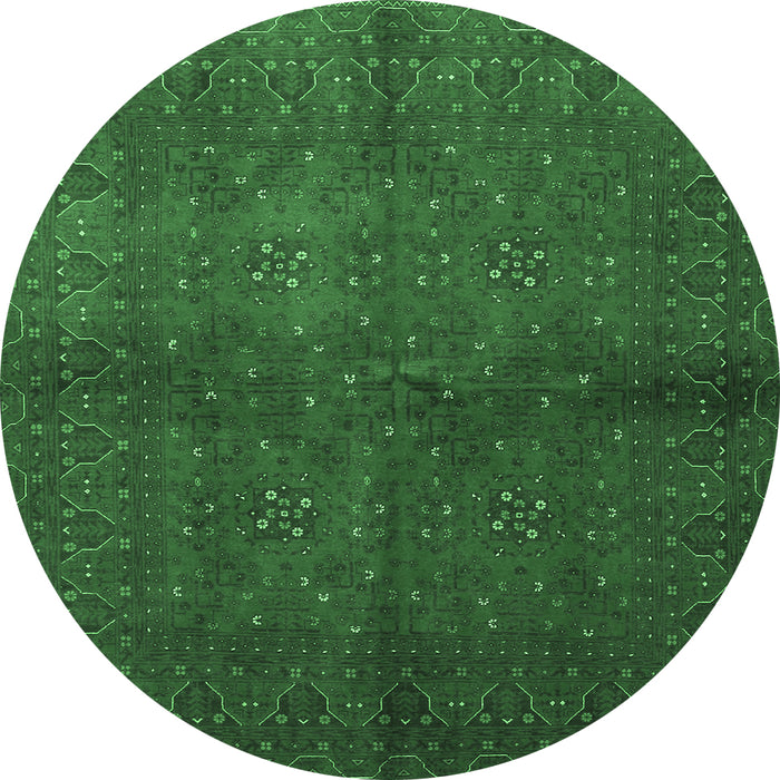 Round Persian Emerald Green Traditional Rug, tr4795emgrn