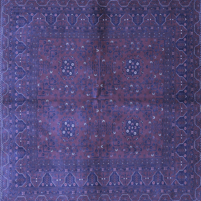 Square Machine Washable Persian Blue Traditional Rug, wshtr4795blu