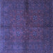 Square Machine Washable Persian Blue Traditional Rug, wshtr4795blu