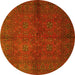Round Persian Yellow Traditional Rug, tr4795yw