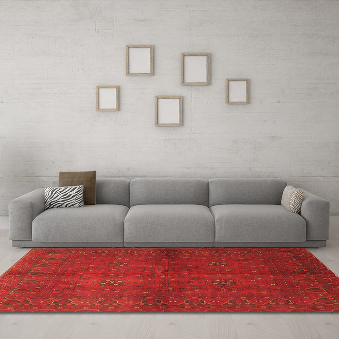 Machine Washable Persian Orange Traditional Area Rugs in a Living Room, wshtr4795org