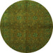 Square Persian Green Traditional Rug, tr4795grn