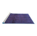 Sideview of Machine Washable Persian Blue Traditional Rug, wshtr4795blu