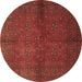 Round Machine Washable Persian Brown Traditional Rug, wshtr4795brn