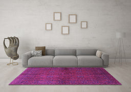Machine Washable Persian Purple Traditional Area Rugs in a Living Room, wshtr4795pur