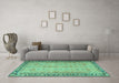 Machine Washable Persian Turquoise Traditional Area Rugs in a Living Room,, wshtr4796turq