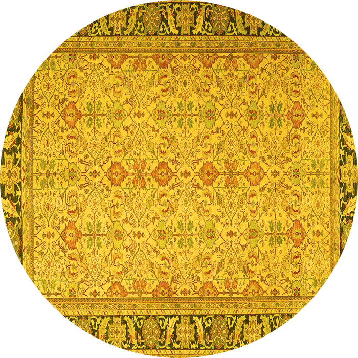 Round Persian Yellow Traditional Rug, tr4796yw