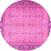 Round Persian Pink Traditional Rug, tr4796pnk