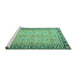 Sideview of Machine Washable Persian Turquoise Traditional Area Rugs, wshtr4796turq