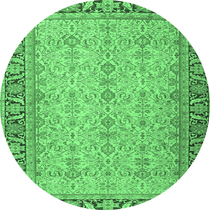 Round Persian Emerald Green Traditional Rug, tr4796emgrn