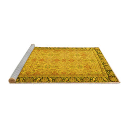 Sideview of Machine Washable Persian Yellow Traditional Rug, wshtr4796yw