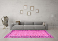 Machine Washable Persian Pink Traditional Rug, wshtr4796pnk