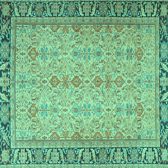Square Machine Washable Persian Turquoise Traditional Area Rugs, wshtr4796turq