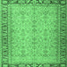 Square Machine Washable Persian Emerald Green Traditional Area Rugs, wshtr4796emgrn