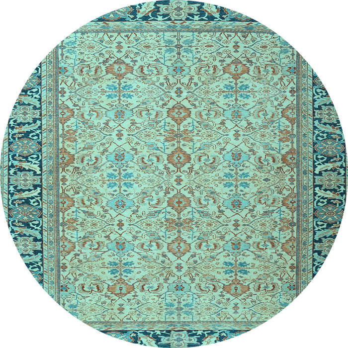 Round Machine Washable Persian Light Blue Traditional Rug, wshtr4796lblu