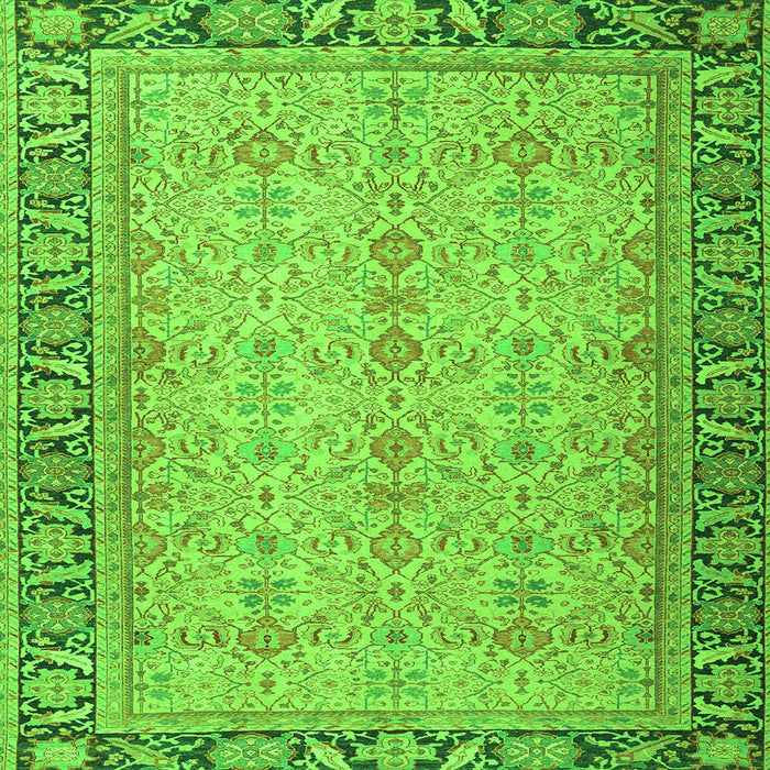 Round Machine Washable Persian Green Traditional Area Rugs, wshtr4796grn