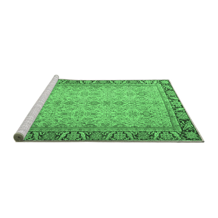 Sideview of Machine Washable Persian Emerald Green Traditional Area Rugs, wshtr4796emgrn